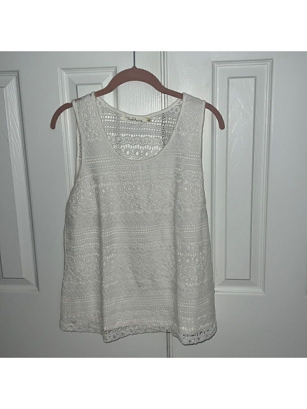 Solitaire Crochet Tank Ivory